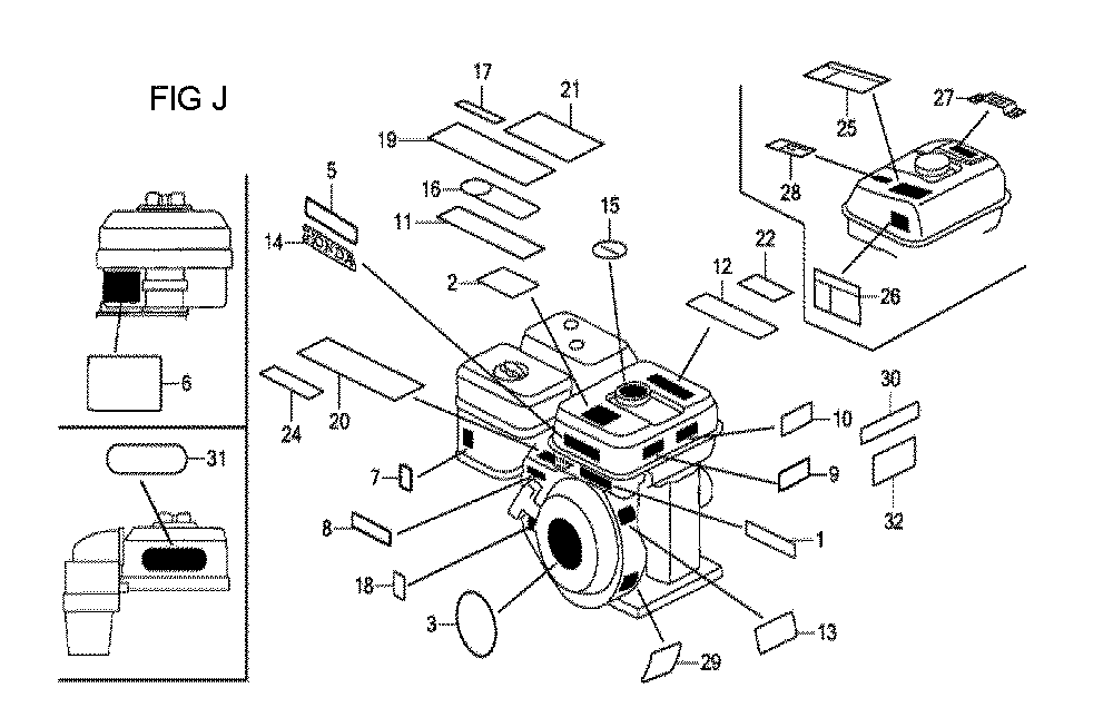 Fig-10 Diagram and Parts List for GX120T1 Type TX26 Honda Engine