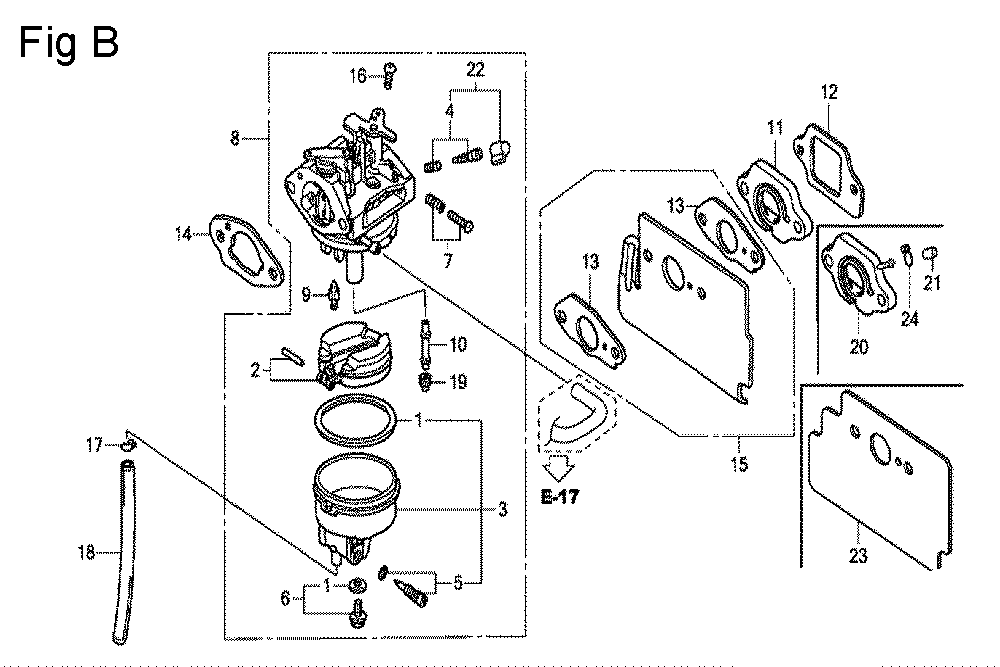 Fig-2 Diagram and Parts List for GC160 Type VXC Honda Engine