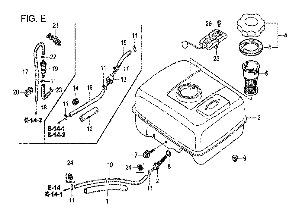 Fig-5 Diagram and Parts List for GX120T1 Type QXBR Honda Engine