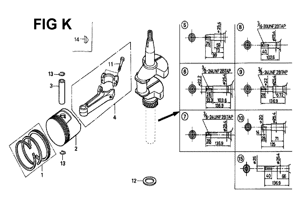Fig-8 Diagram and Parts List for GXV160 Type N1C Honda Engine