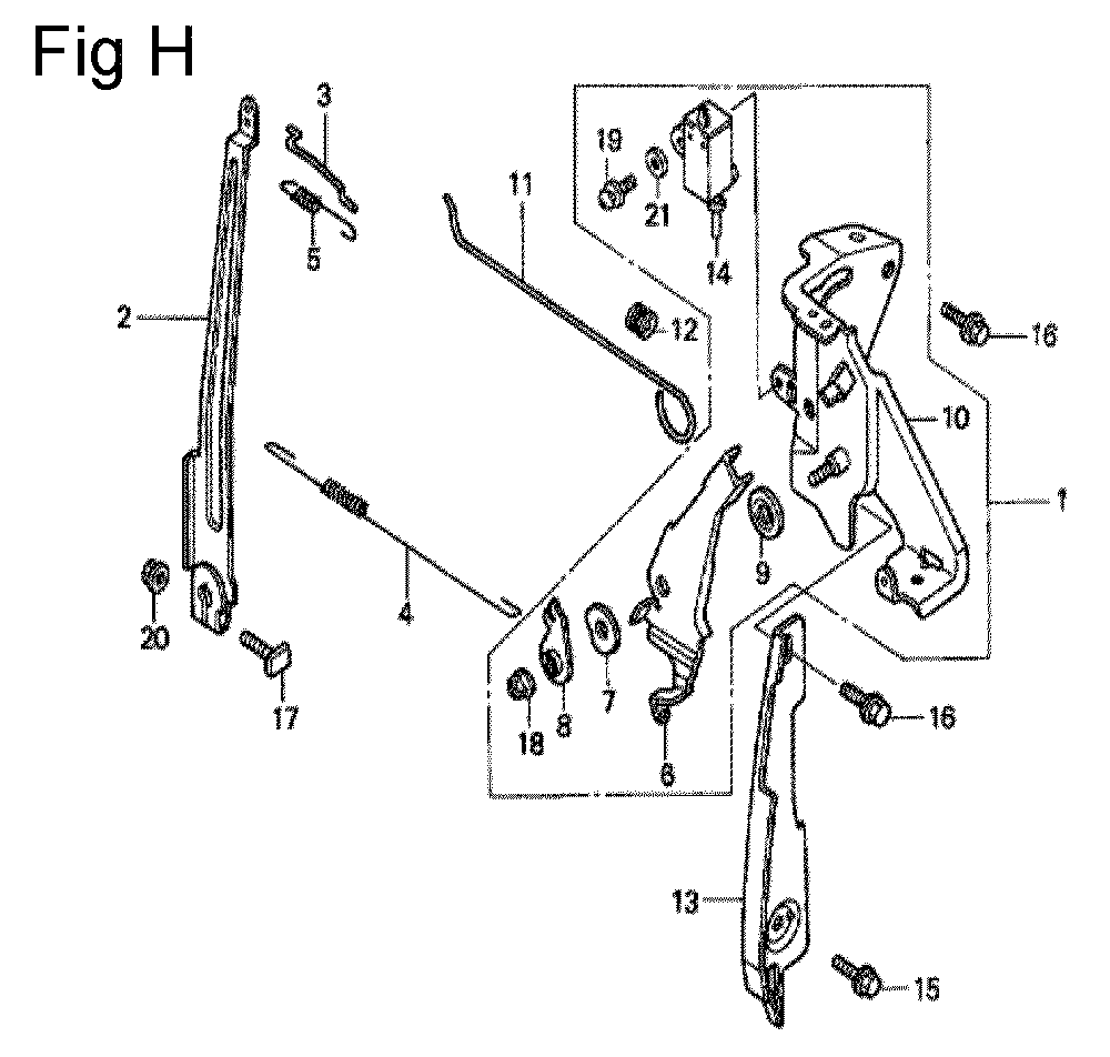 Fig-8 Diagram and Parts List for GC160A Type QHL Honda Engine