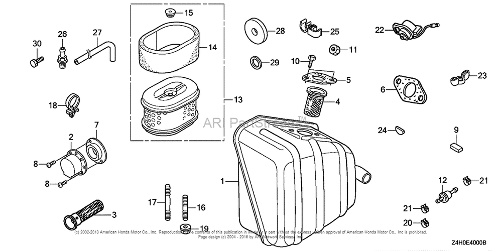 Other Parts (Muffler) Diagram and Parts List for GX120UT1 (typeKRSB)(GCAGT-1000001) Honda Engine