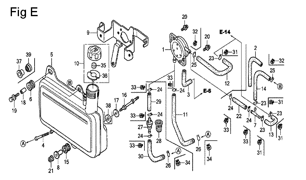 Fig-5 Diagram and Parts List for GC160 Type SHJ Honda Engine