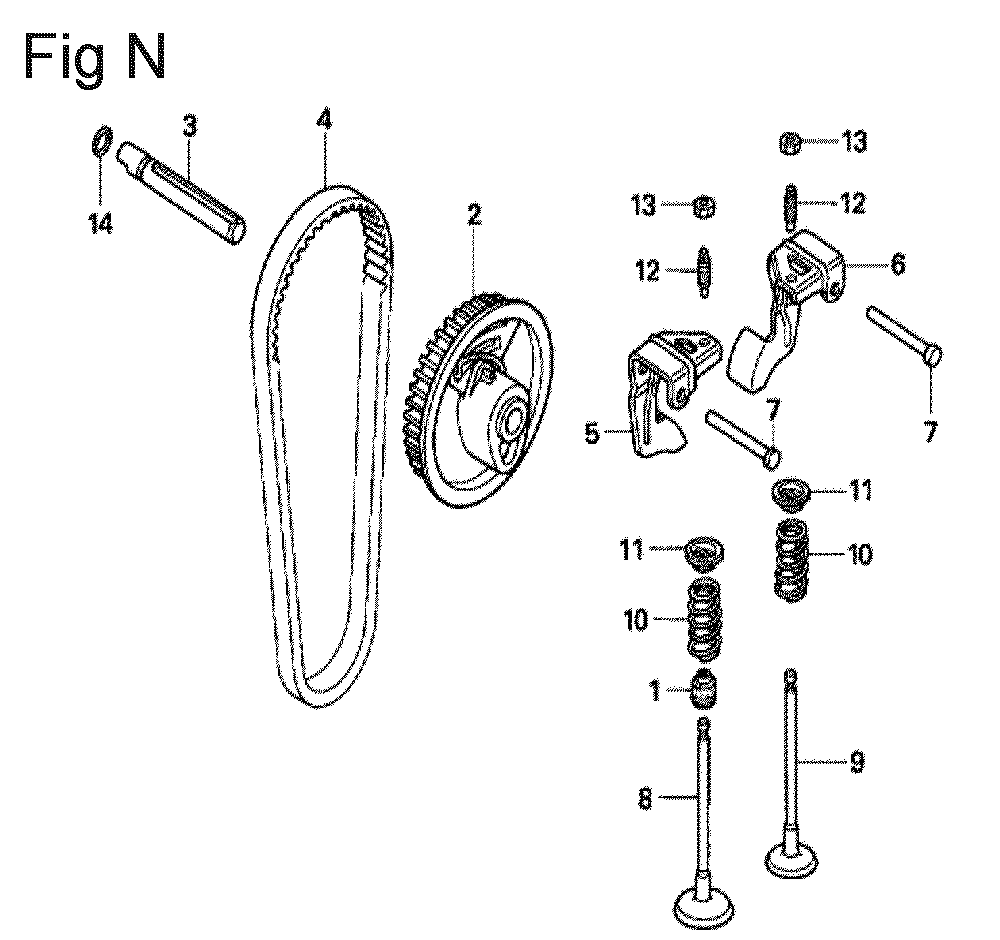 Fig-14 Diagram and Parts List for GX100U Type QE14 Honda Engine