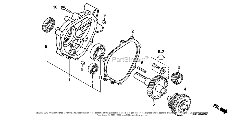 Reduction (1) Diagram and Parts List for GX340UT2 (typeLXQ4)(GCBET-1000001) Honda Engine