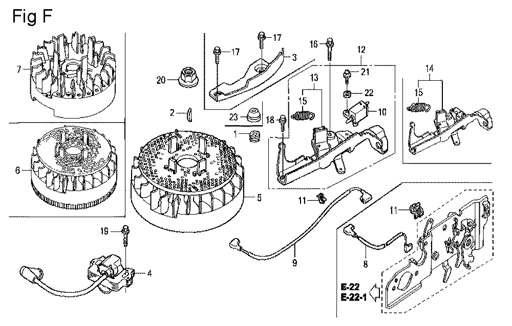 Fig-6 Diagram and Parts List for GCV160LA Type BHH Honda Engine