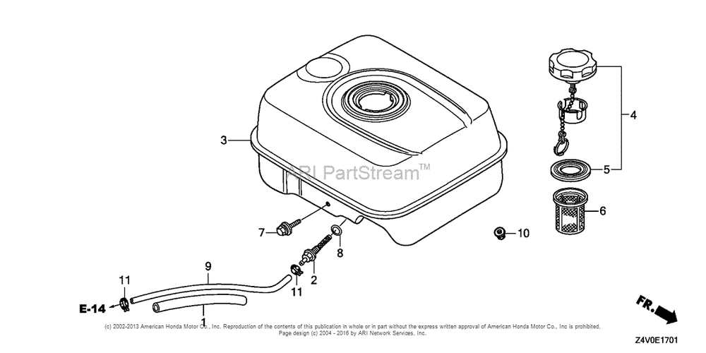 Fuel Tank (2) Diagram and Parts List for GX200UT2 (typePXU)(GCBTT-1000001) Honda Engine