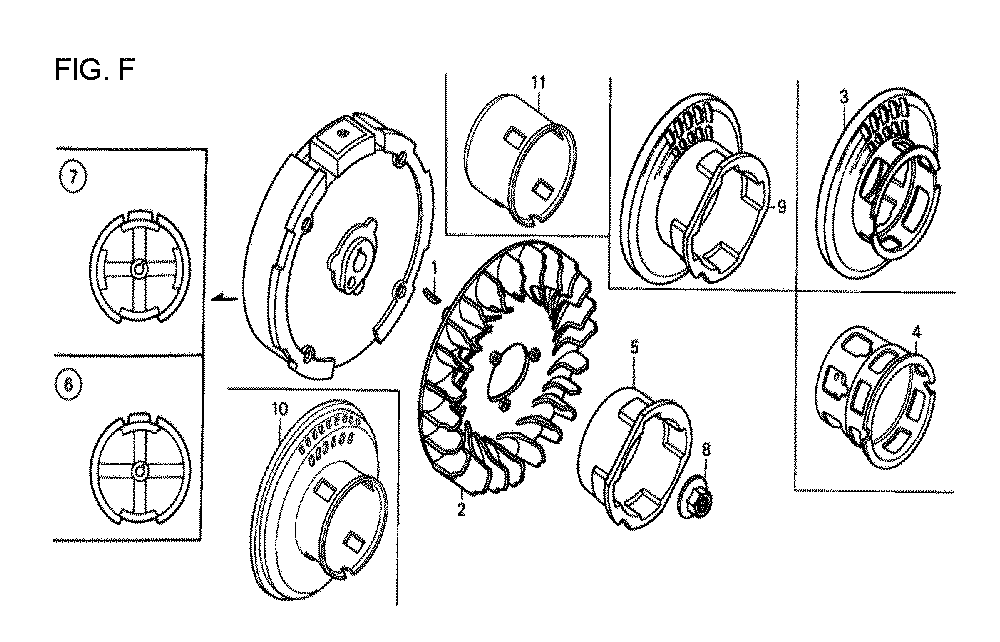 Fig-6 Diagram and Parts List for GX120T1 Type QH26 Honda Engine