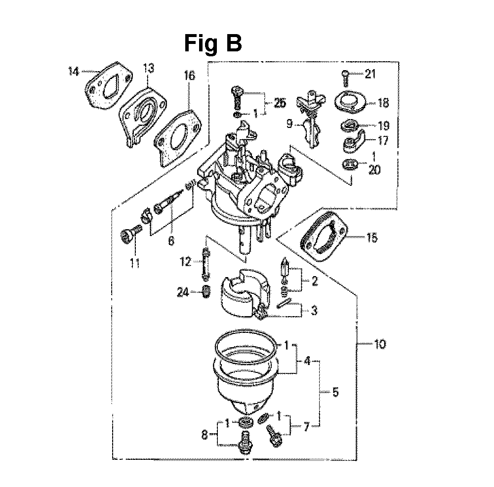 Fig-11 Diagram and Parts List for GXV140 Type N1GE Honda Engine