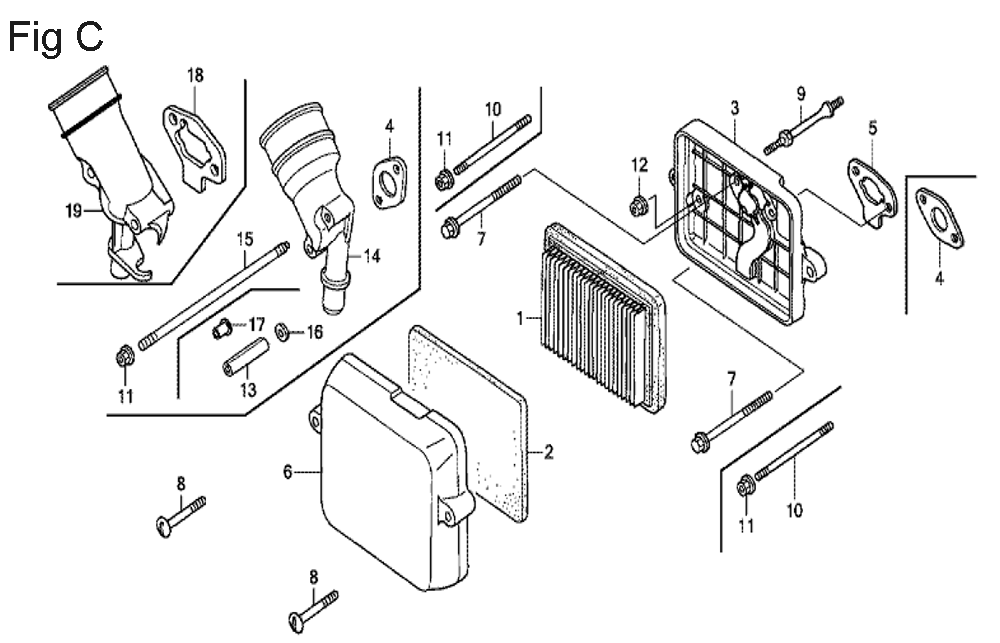 Fig-3 Diagram and Parts List for GX100U Type QA26 Honda Engine