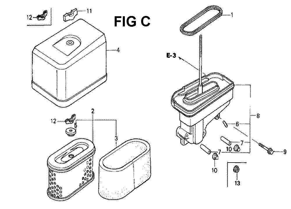 Fig-13 Diagram and Parts List for GXV340K1 Type DNE4 Honda Engine