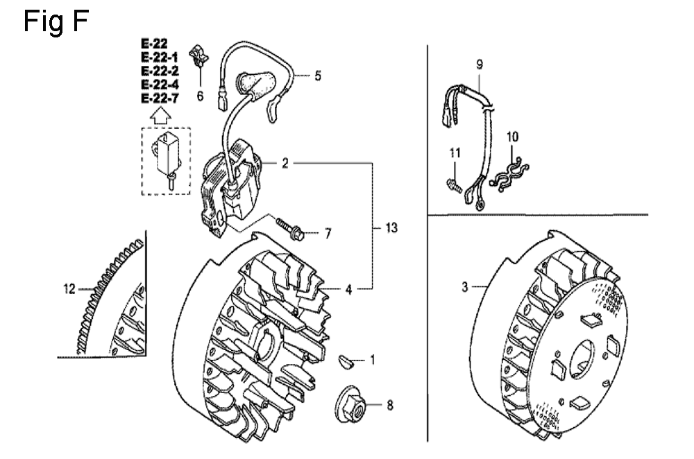 Fig-6 Diagram and Parts List for GC160 Type VXC Honda Engine
