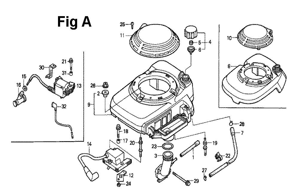 Fig-9 Diagram and Parts List for GXV140 Type A2C Honda Engine