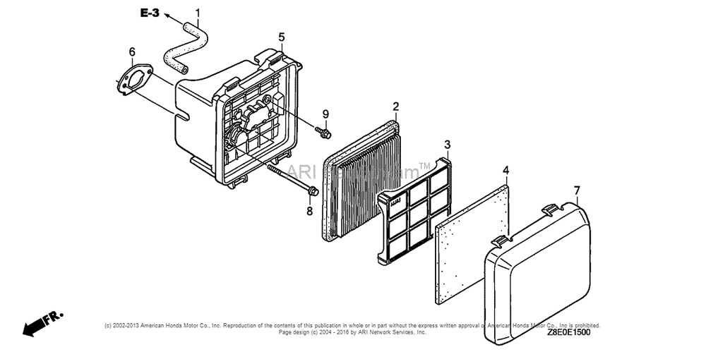 Air Cleaner Diagram and Parts List for GSV190LA (typeS3T)(GJACA-1035731) Honda Engine