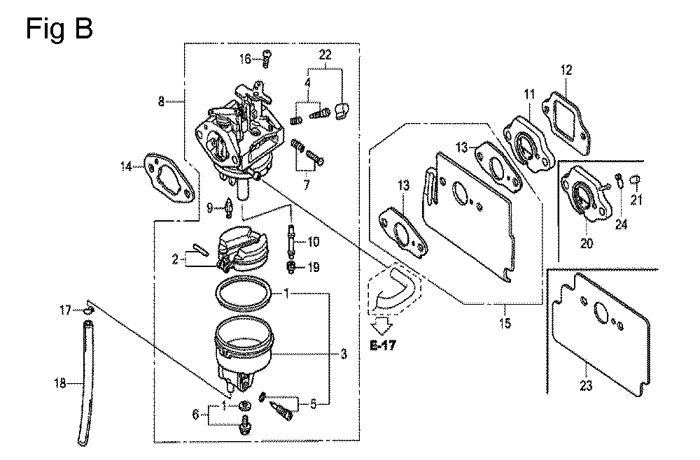 Fig-2 Diagram and Parts List for GC160 Type QHC Honda Engine