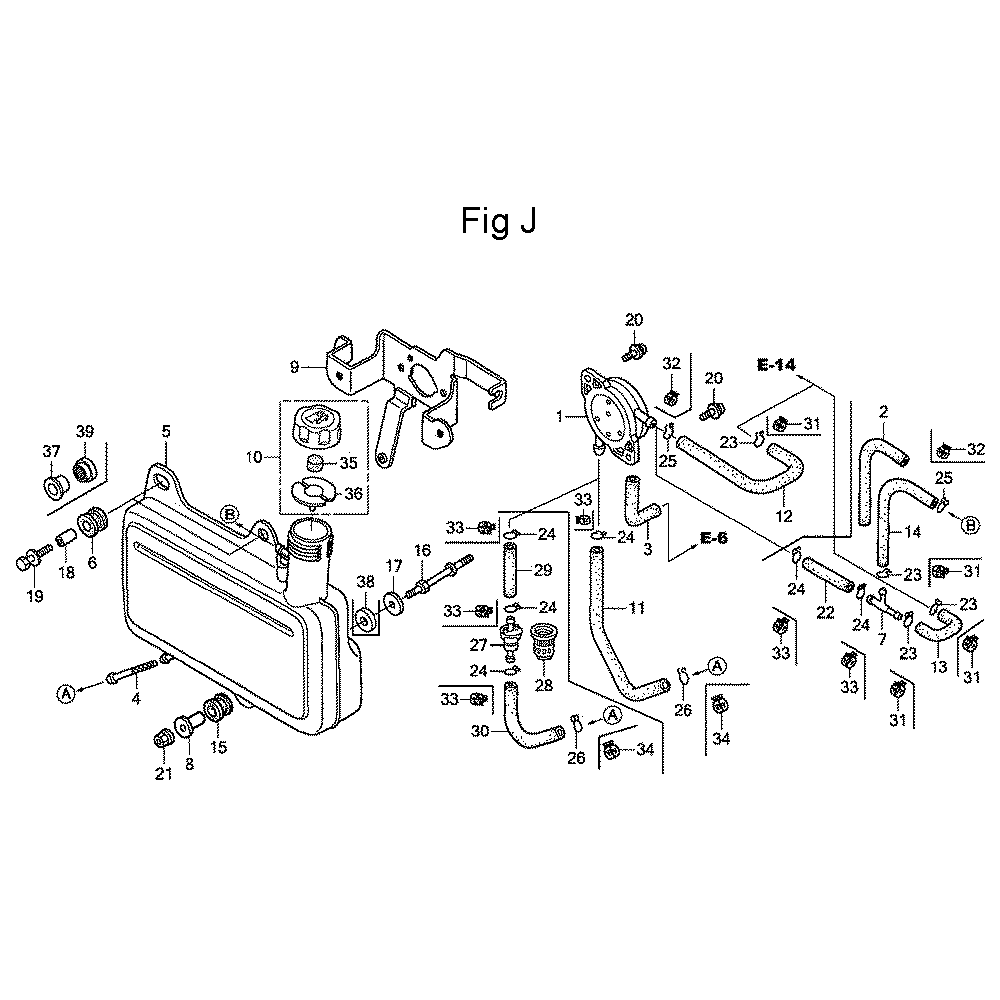 Fig-10 Diagram and Parts List for GC135 Type QHA Honda Engine