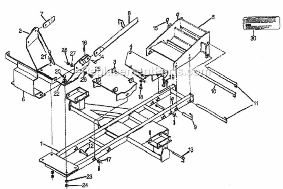 Sub-Frame Diagram and Parts List for FL5540 Type A Honda Lawn Tractor