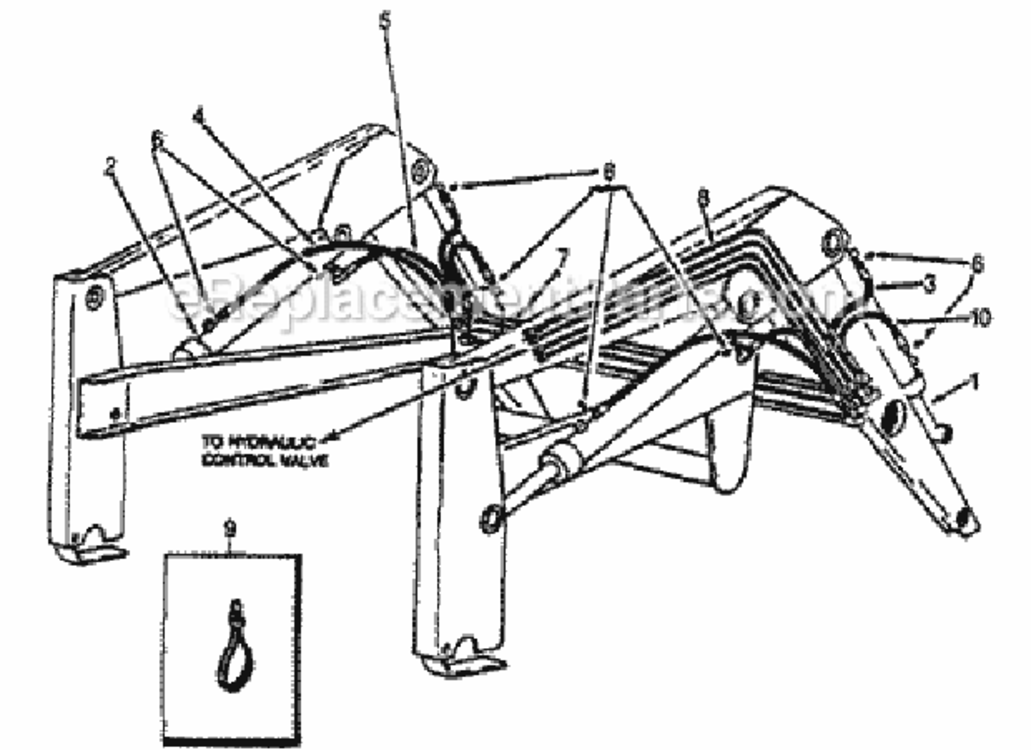 Bucket & Boom Hydraulics Diagram and Parts List for FL6555 Type A Honda Lawn Tractor