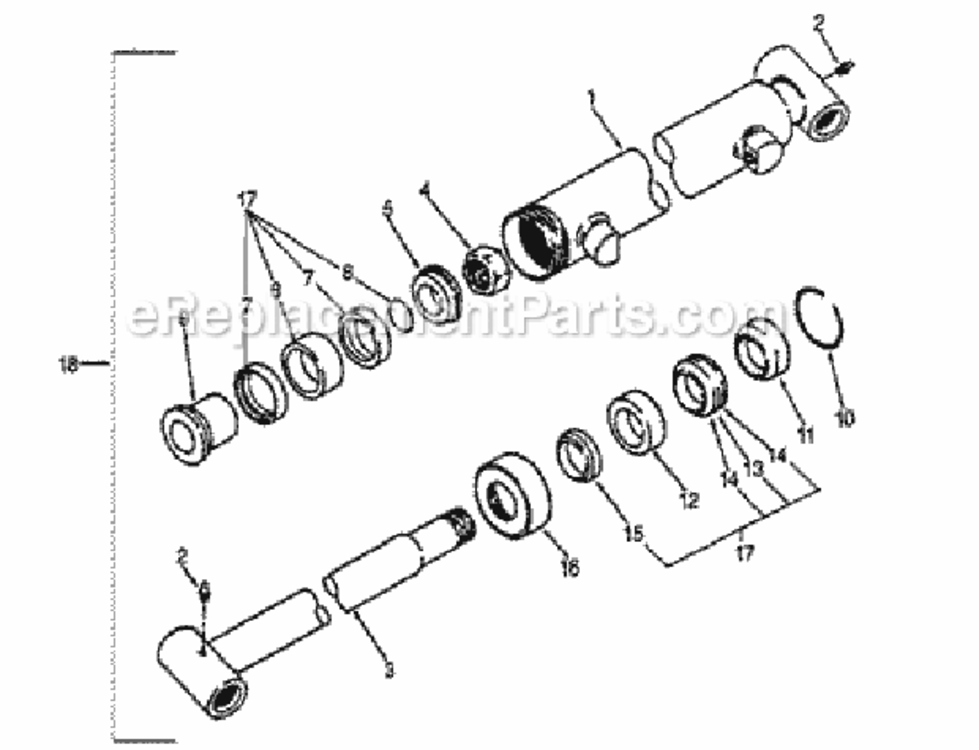 Bucket Cylinder Diagram and Parts List for FL6555 Type A Honda Lawn Tractor
