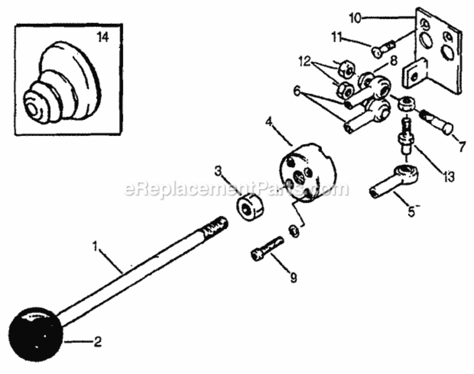 Single Lever Control Diagram and Parts List for FL6555 Type A Honda Lawn Tractor