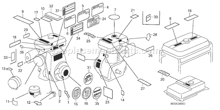 Page N Diagram and Parts List for G200 Type SZDW - VIN# -1000001-2344556 Honda Engine