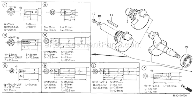 Page H Diagram and Parts List for G300 Type PB6 - VIN# -1000001-1457696 Honda Engine