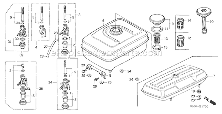 Page K Diagram and Parts List for G400 Type VB6 - VIN# -1000001-1096409 Honda Engine