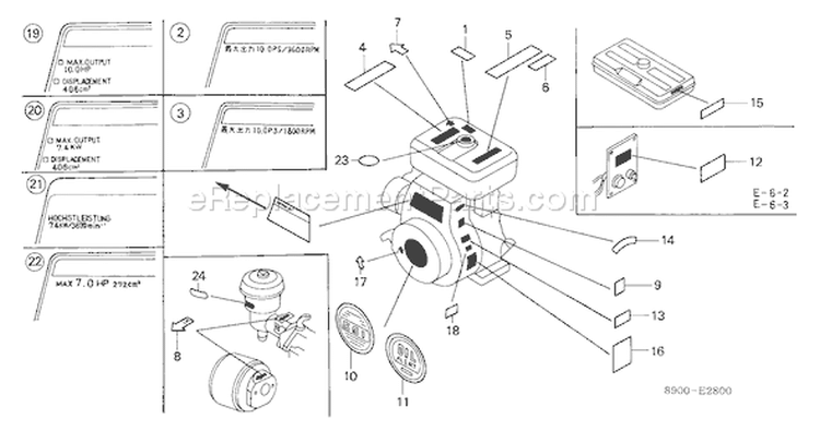 Page M Diagram and Parts List for G400 Type VB6 - VIN# -1000001-1096409 Honda Engine