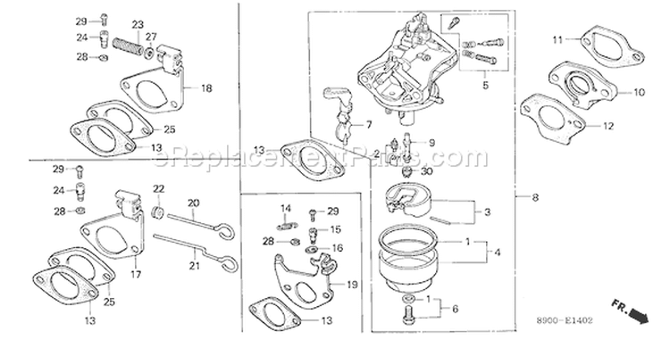 Page D Diagram and Parts List for G400 Type VB6 - VIN# -1000001-1096409 Honda Engine