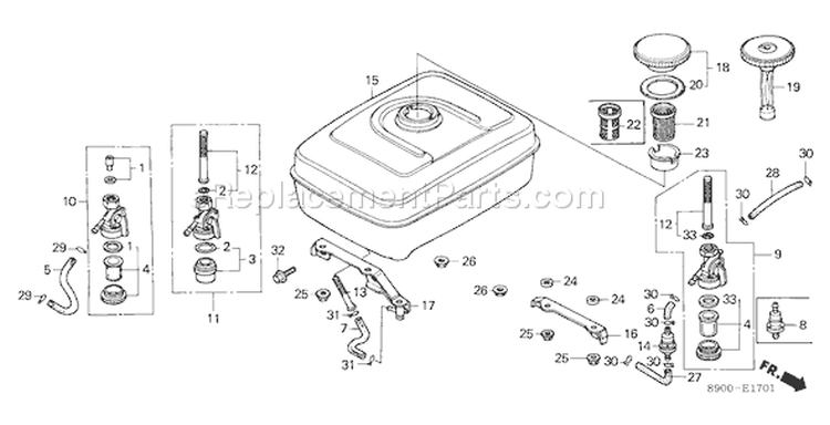 Page N Diagram and Parts List for G400 Type V - VIN# -1000001-1096409 Honda Engine