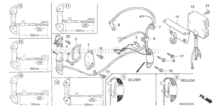 Page P Diagram and Parts List for G400 Type V - VIN# -1000001-1096409 Honda Engine