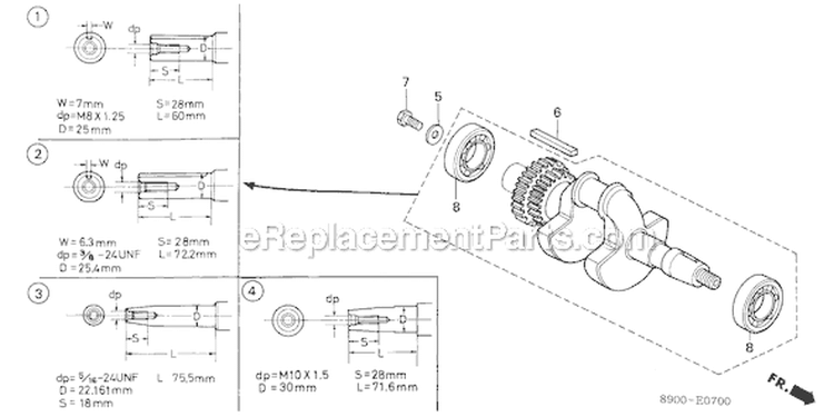 Page H Diagram and Parts List for G400 Type V - VIN# -1000001-1096409 Honda Engine