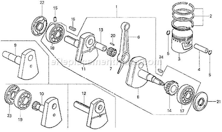 Page E Diagram and Parts List for G80 Type Q1 - VIN# -1000009-1054008 Honda Engine