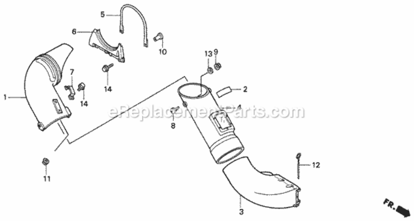 Chuter Diagram and Parts List for GB4500 Type BAVIN# GB7-1000001 Honda Lawn Tractor Accessories