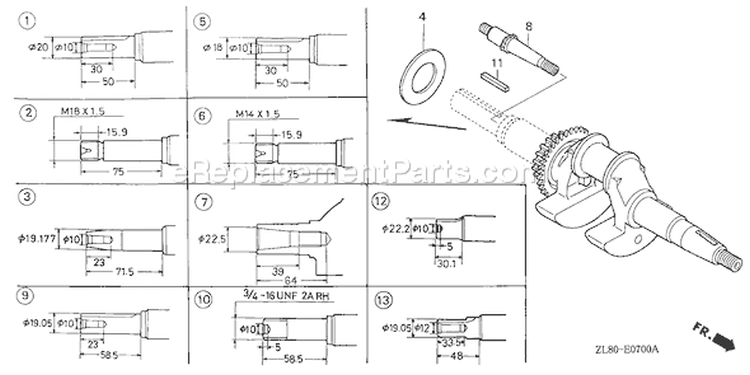 Page F Diagram and Parts List for GC135 Type VXA - VIN# GCAJ-1000001-9999999 Honda Engine