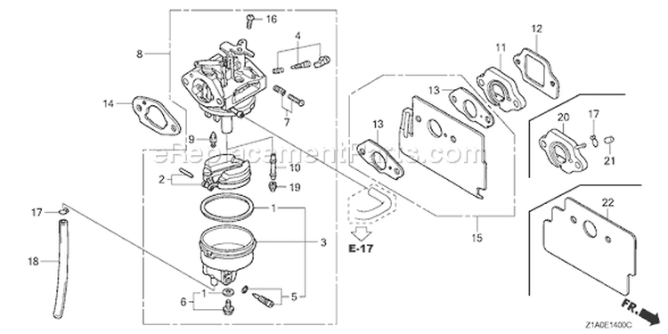 Page C Diagram and Parts List for GC190A Type MHA2 - VIN# GCAAA-1000001-1496156 Honda Engine