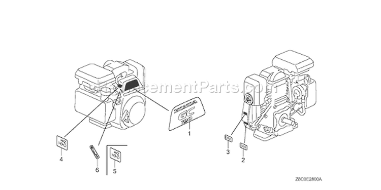 Page K Diagram and Parts List for GC190LA Type MHA2 - VIN# GCAAA-1496157-8000000 Honda Engine