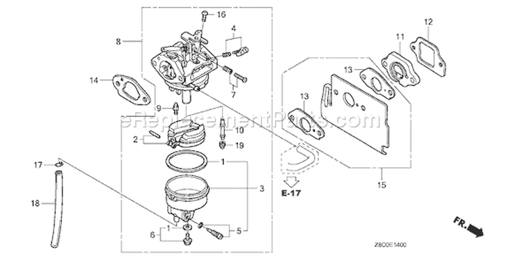Page C Diagram and Parts List for GC190LA Type MHA2 - VIN# GCAAA-1496157-8000000 Honda Engine