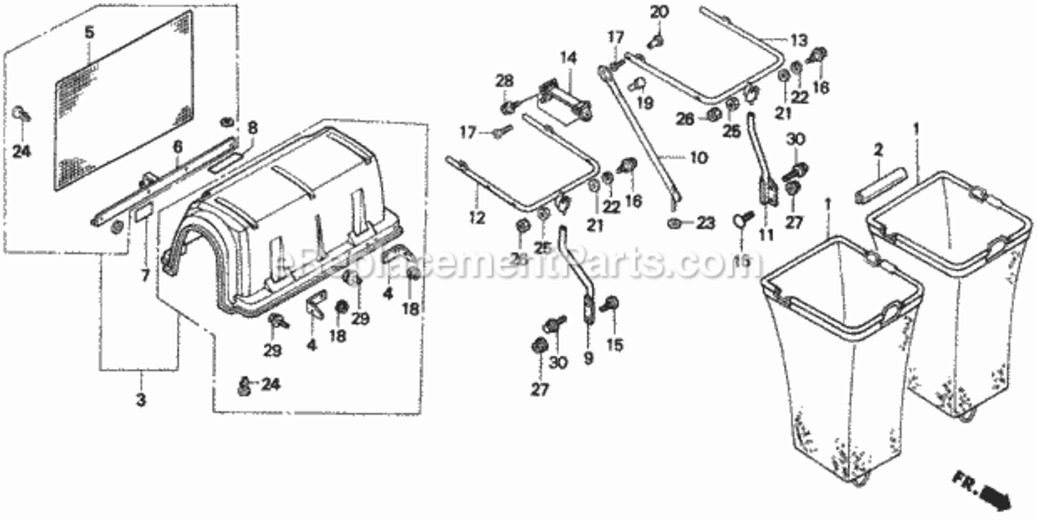 Hopper Diagram and Parts List for GC2038 Type BA Honda Lawn Tractor Accessories
