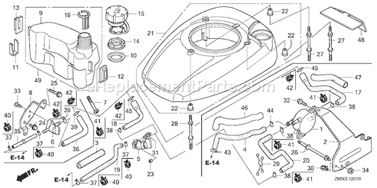 Page G Diagram and Parts List for GCV160LA0 Type N5RB - VIN# GJARA-1000001 Honda Engine