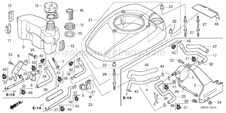 Page N Diagram and Parts List for GCV160LA Type A2R - VIN# GJAEA-5386303 Honda Engine