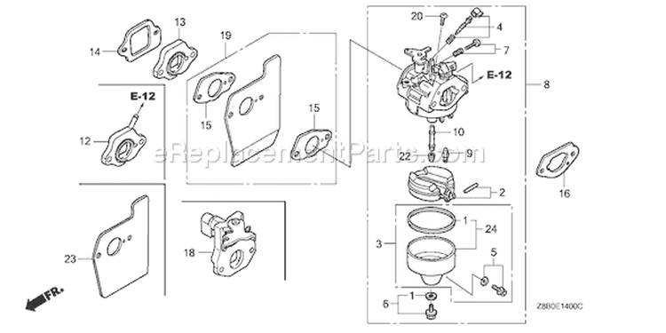 Page E Diagram and Parts List for GCV160LA Type A2R - VIN# GJAEA-5386303 Honda Engine