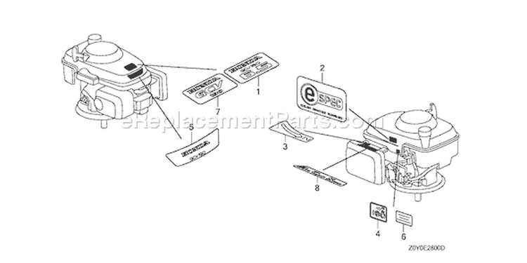 Page J Diagram and Parts List for GCV190A Type S1A - VIN# GJAAA-1000001 Honda Engine