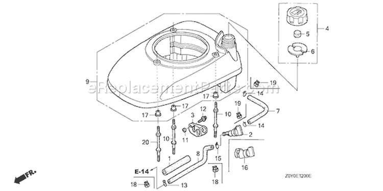 Page H Diagram and Parts List for GCV190A Type S1A - VIN# GJAAA-1000001 Honda Engine