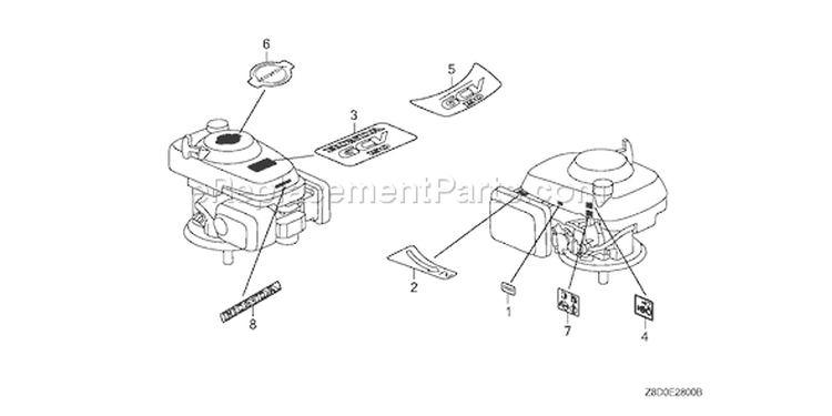 Page J Diagram and Parts List for GCV190LA Type N5AP - VIN# GJAAA-1607129 Honda Engine
