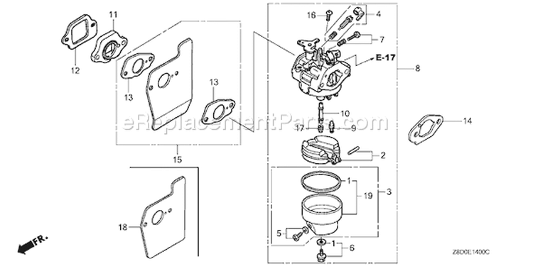 Page C Diagram and Parts List for GCV190LA Type N5AP - VIN# GJAAA-1607129 Honda Engine