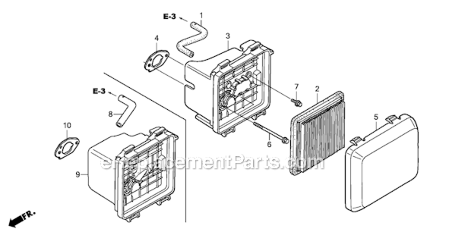 Air_Cleaner Diagram and Parts List for GCV190LA GJAAA-1607129 Honda Engine