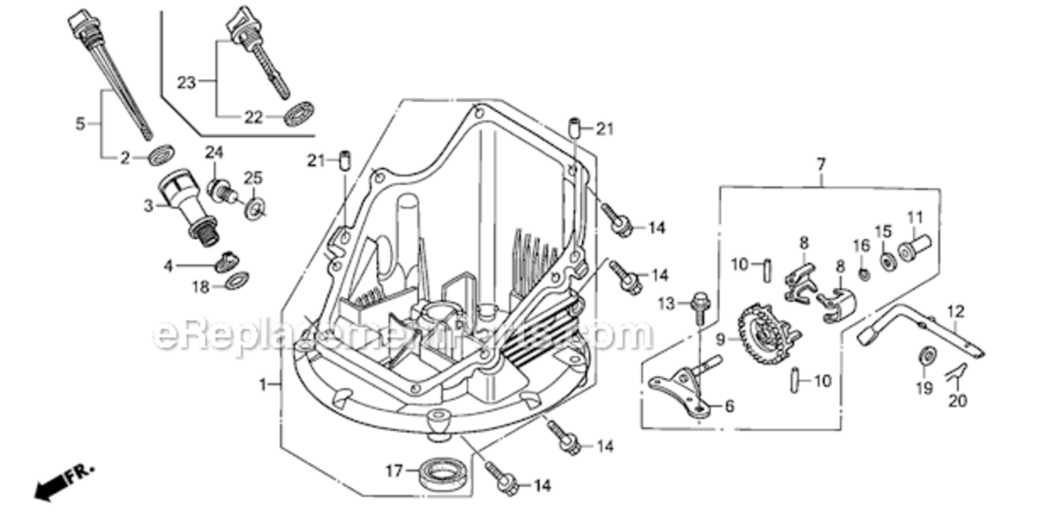 Oil_Pan Diagram and Parts List for GCV190LA GJAAA-1607129 Honda Engine