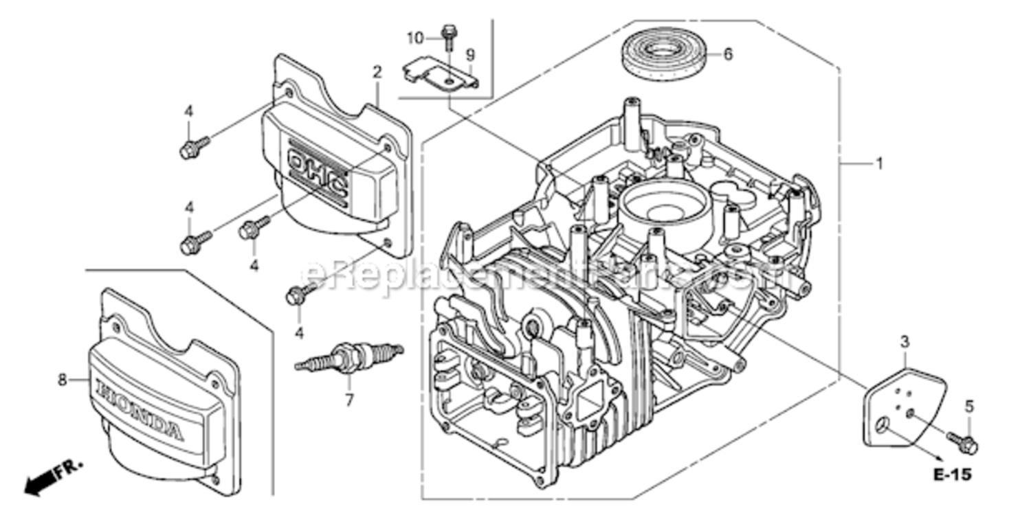 Cylinder_Barrel Diagram and Parts List for GCV190LA GJAAA-1607129 Honda Engine