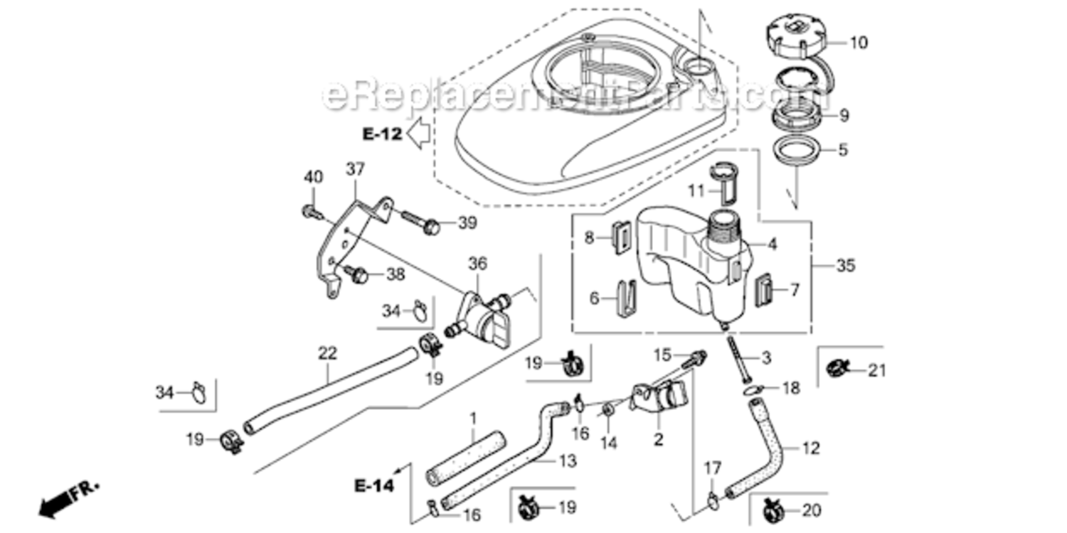 Fuel_Tank Diagram and Parts List for GCV190LA GJAAA-1607129 Honda Engine